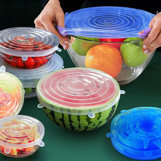6-Piece Reusable Silicone Stretch Lids – Airtight, Eco-Friendly Food & Bowl Covers"