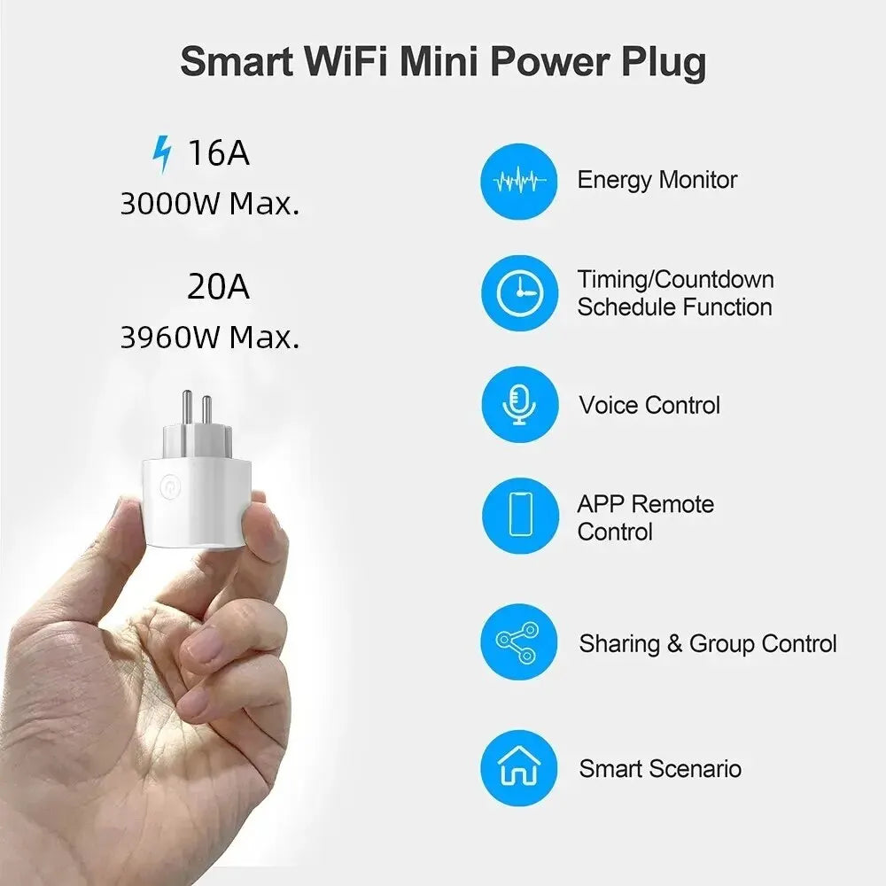 Smart WiFi Plug – Remote Control & Energy Monitoring (Alexa & Google Compatible)