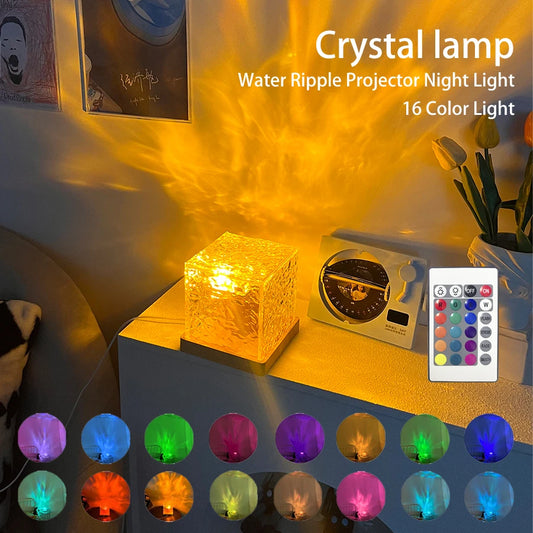 Ocean Wave Projector Lamp – 16 Colors, Dynamic Flame Effect, Remote Control