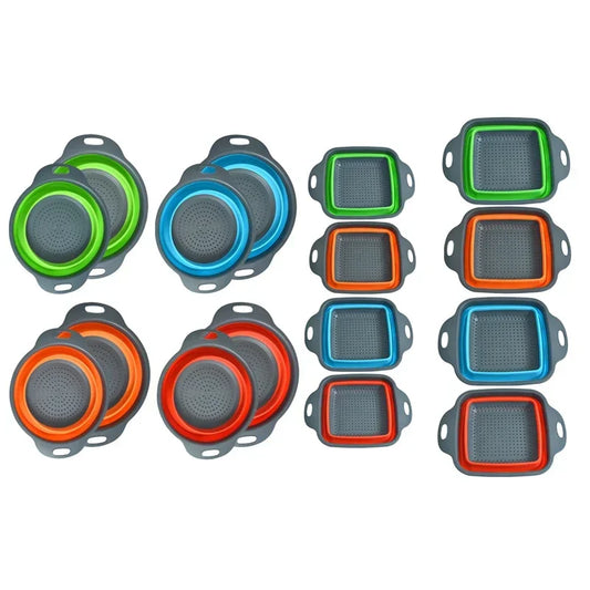 Foldable Silicone Colander – Round & Square | Collapsible Kitchen Strainer for Fruits, Vegetables & Pasta